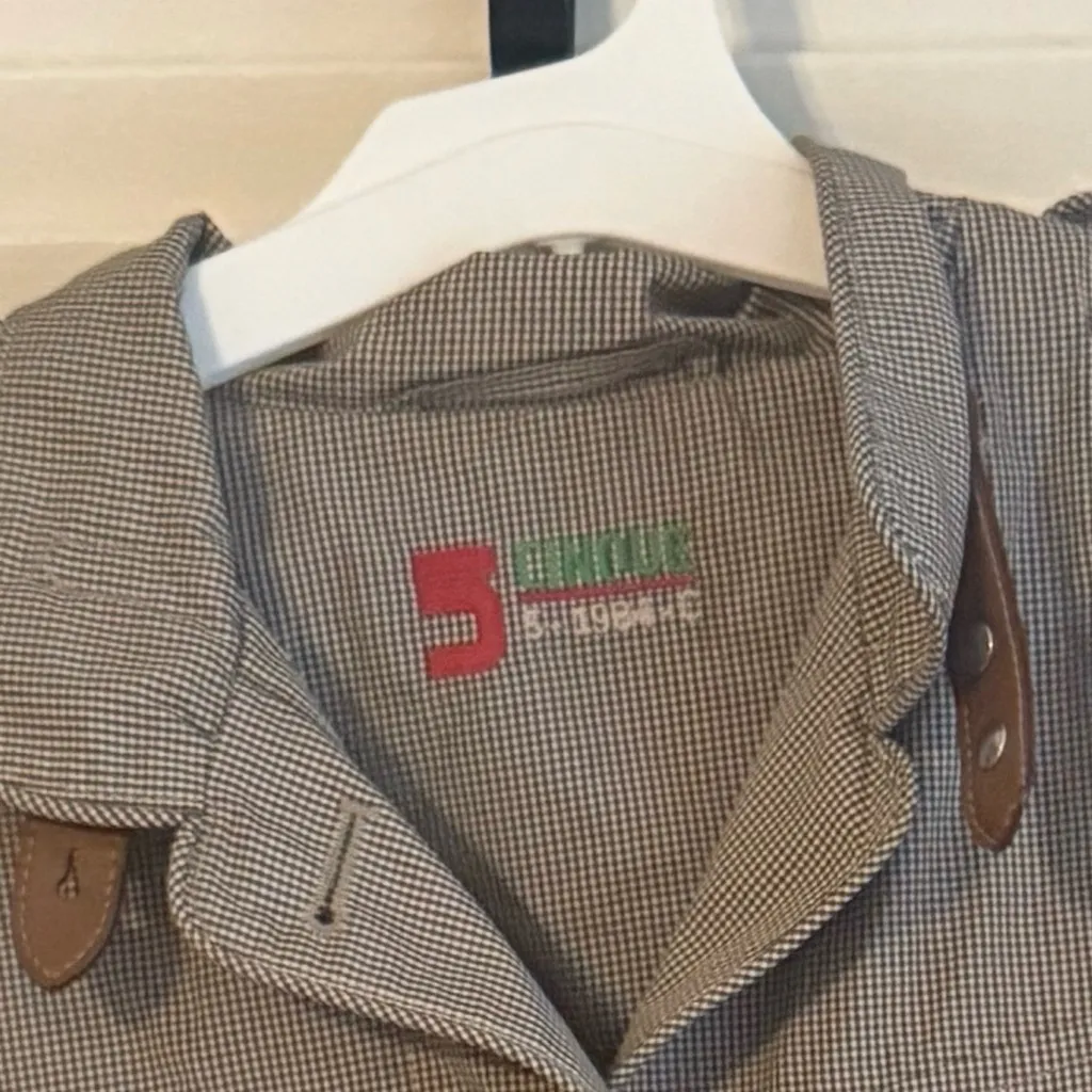 Cinque FRIDA Gingham Utility Jacket with Leather Trim - Image 4