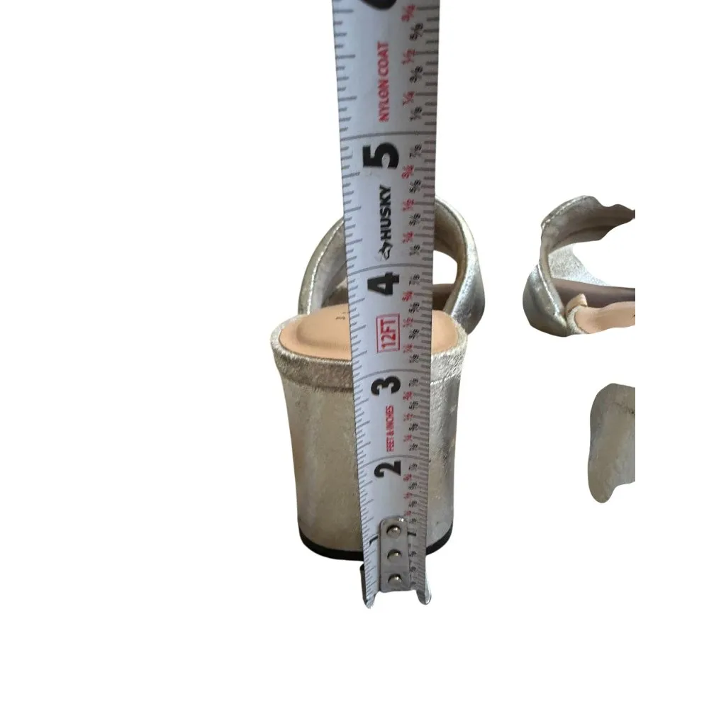 A NEW DAY Silver Metallic Padded Slide Sandals Heels Size 8 - Image 8