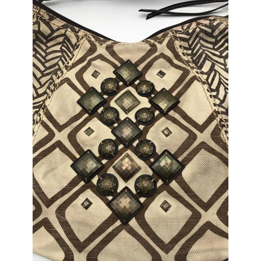 Vintage Fossil Purse Distressed Printed Canvas Hobo Handbag Purse - Image 2