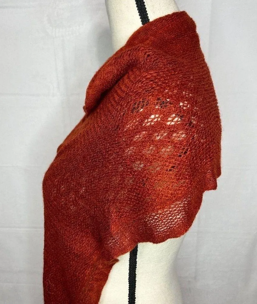 Blue Pacific Cashmere and Boiled Wool Open Knit Scarf Shawl One - Image 4