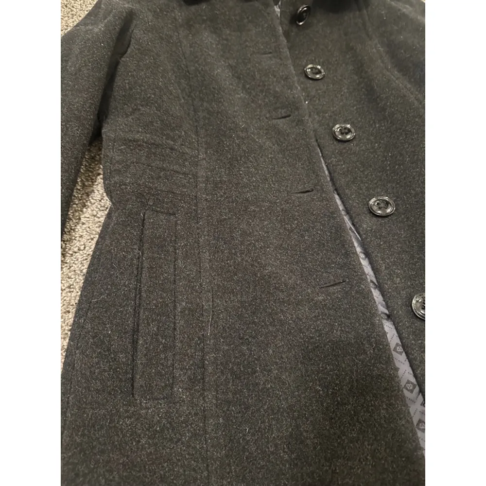 Anne Klein Gray Black Pea Trench Coat Petite 8 - Image 13
