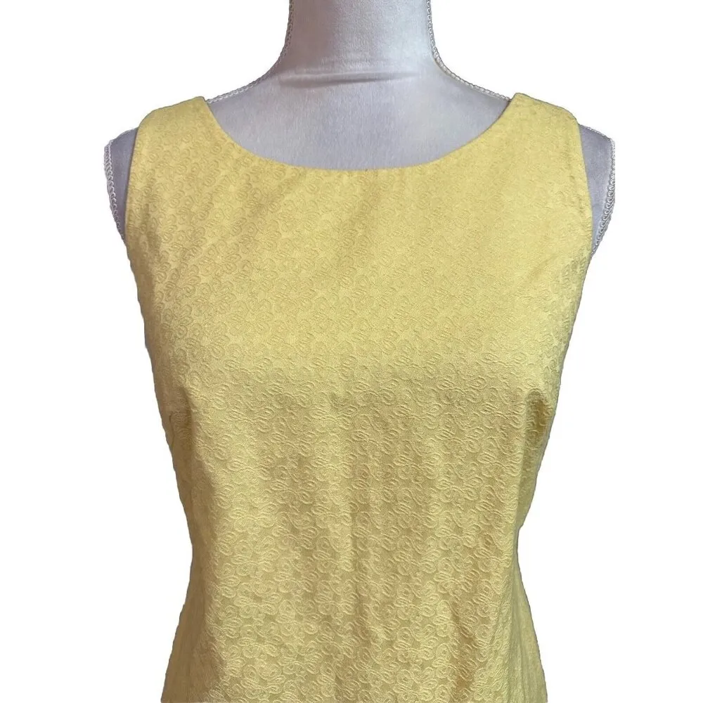 Lilly Pulitzer Fitch Shift Yellow Knee Length Sleeveless Dress Eyelet Textured 2 - Image 5