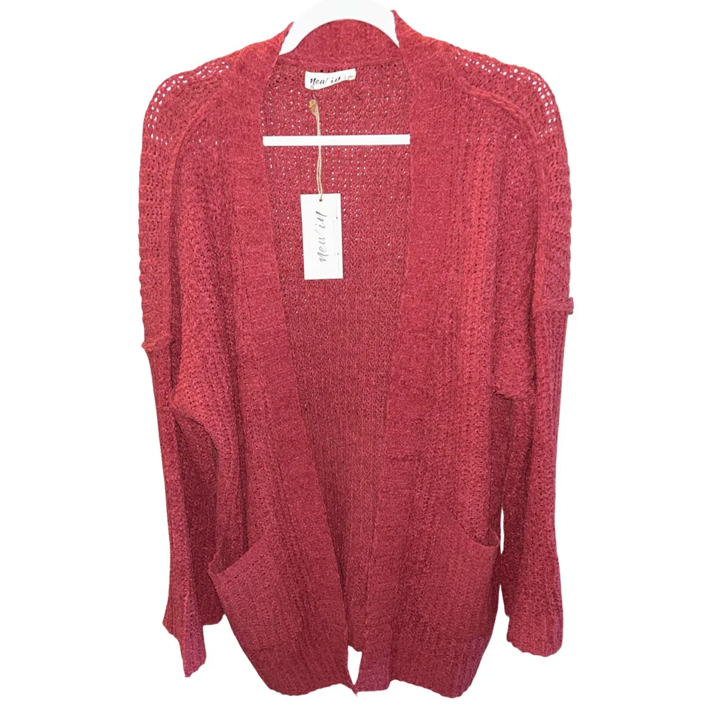 New In Boutique Oversized Cardigan with Pockets Red Size L - Image 2