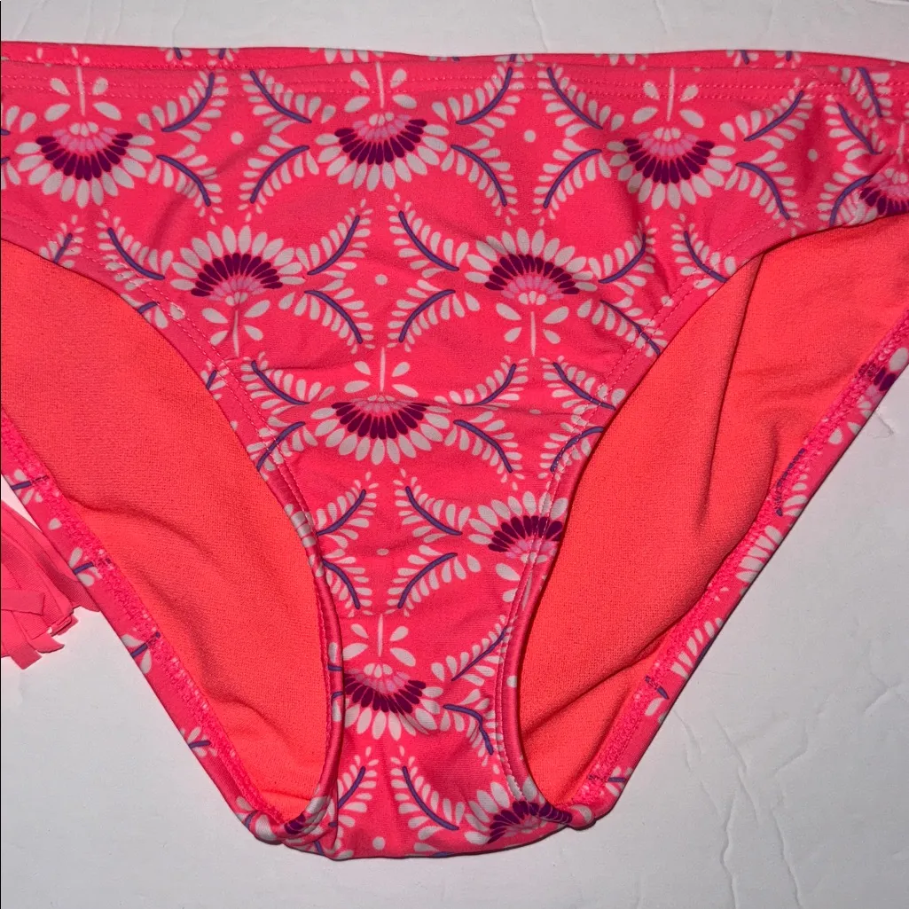 Old Navy bikini bottoms only small pink bright geometric print side tie - Image 3