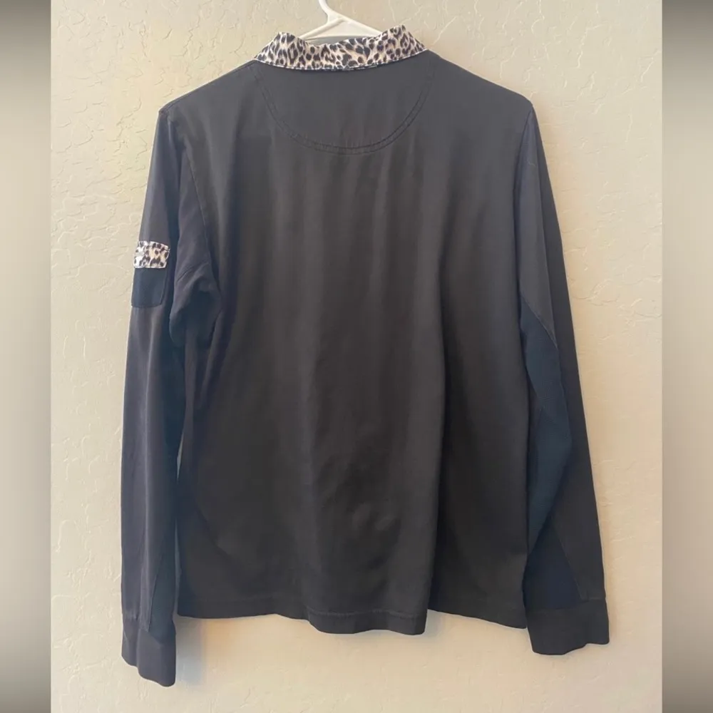 SanSoleil sun protection black long sleeve zip with leopard detail size M Size M - Image 6