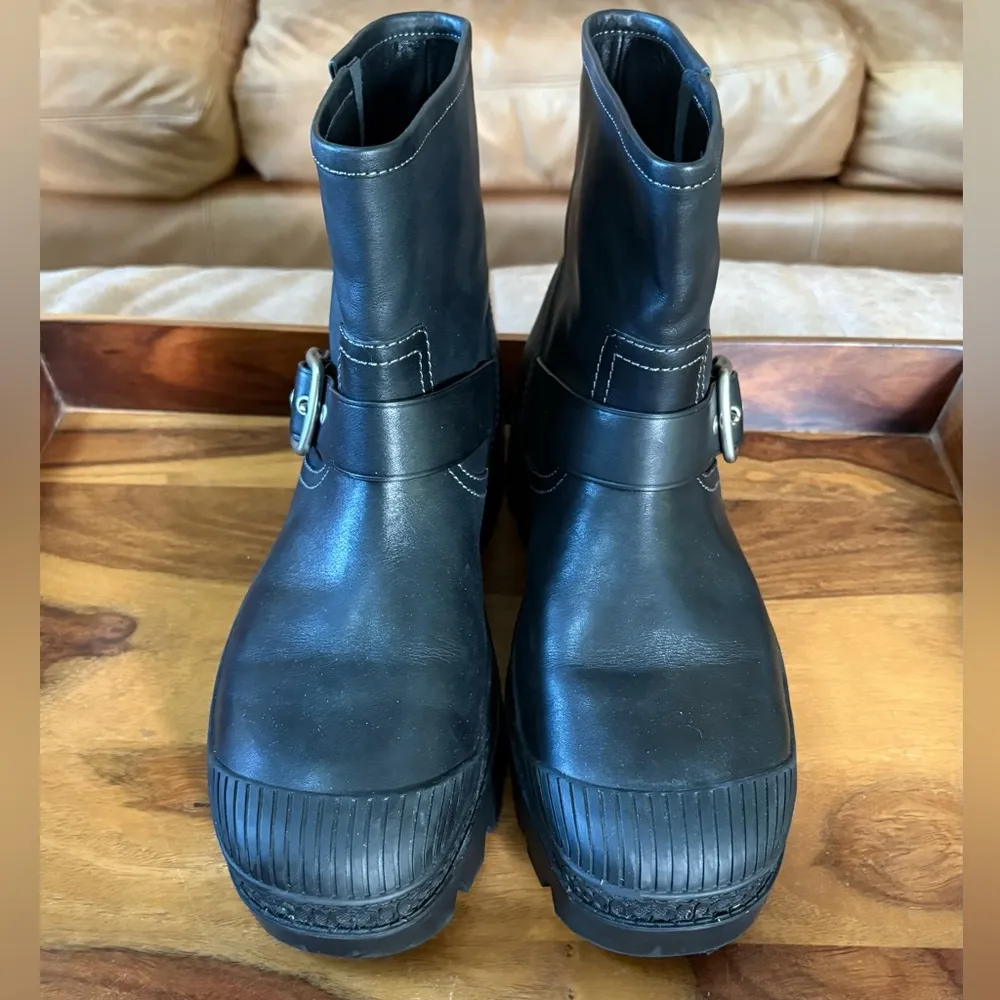COACH Black Leather Trooper Moto Boots - Image 8