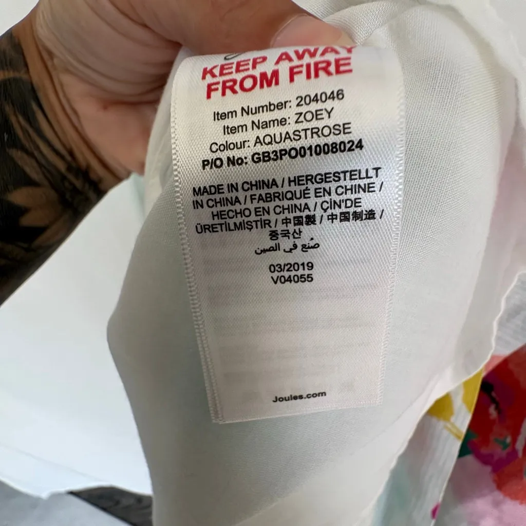 Women's Joules ZOEY V NECK STRAPPY DRESS Aqua Stripe Rose Size US 6 White - Image 9