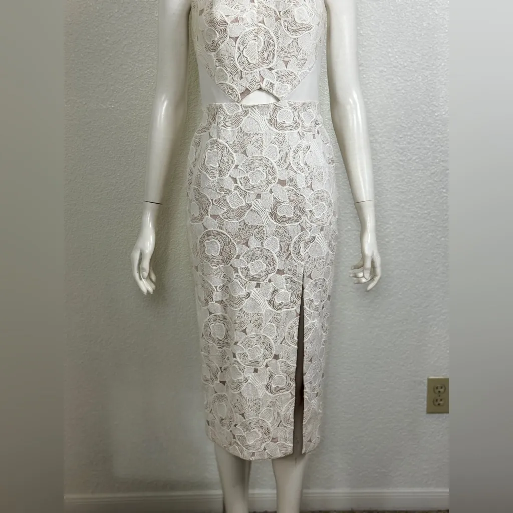Manning Cartell Romantic Sexy Ivory Lace Midi Dress Size Small White - Image 10