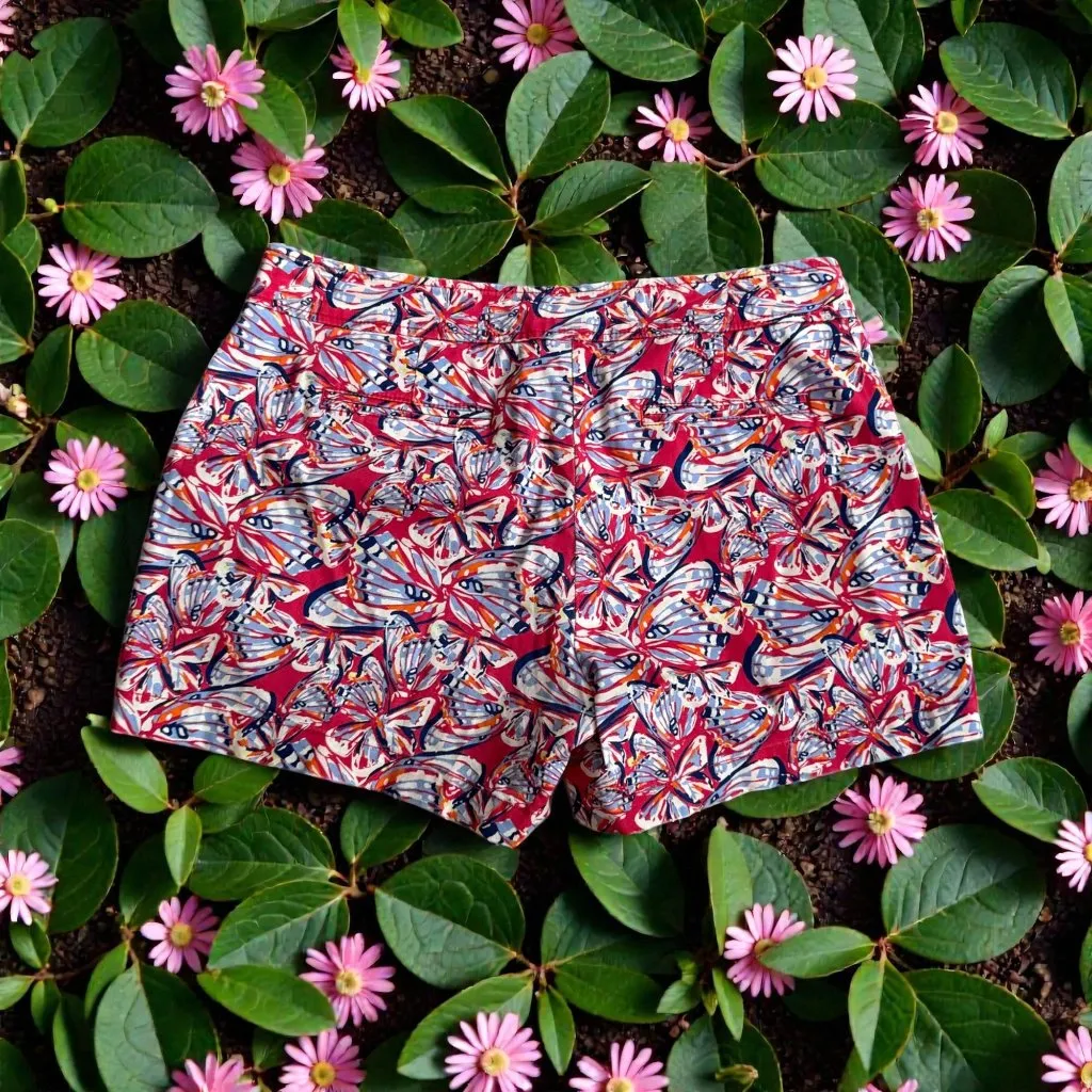 JUNIPER & LIME Cotton Blend Butterfly Print Shorts Size 12 Red - Image 2
