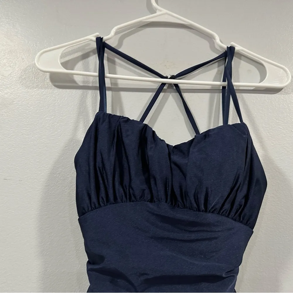 29873 Ruched Bust Dress Navy Gown 4 - Image 6