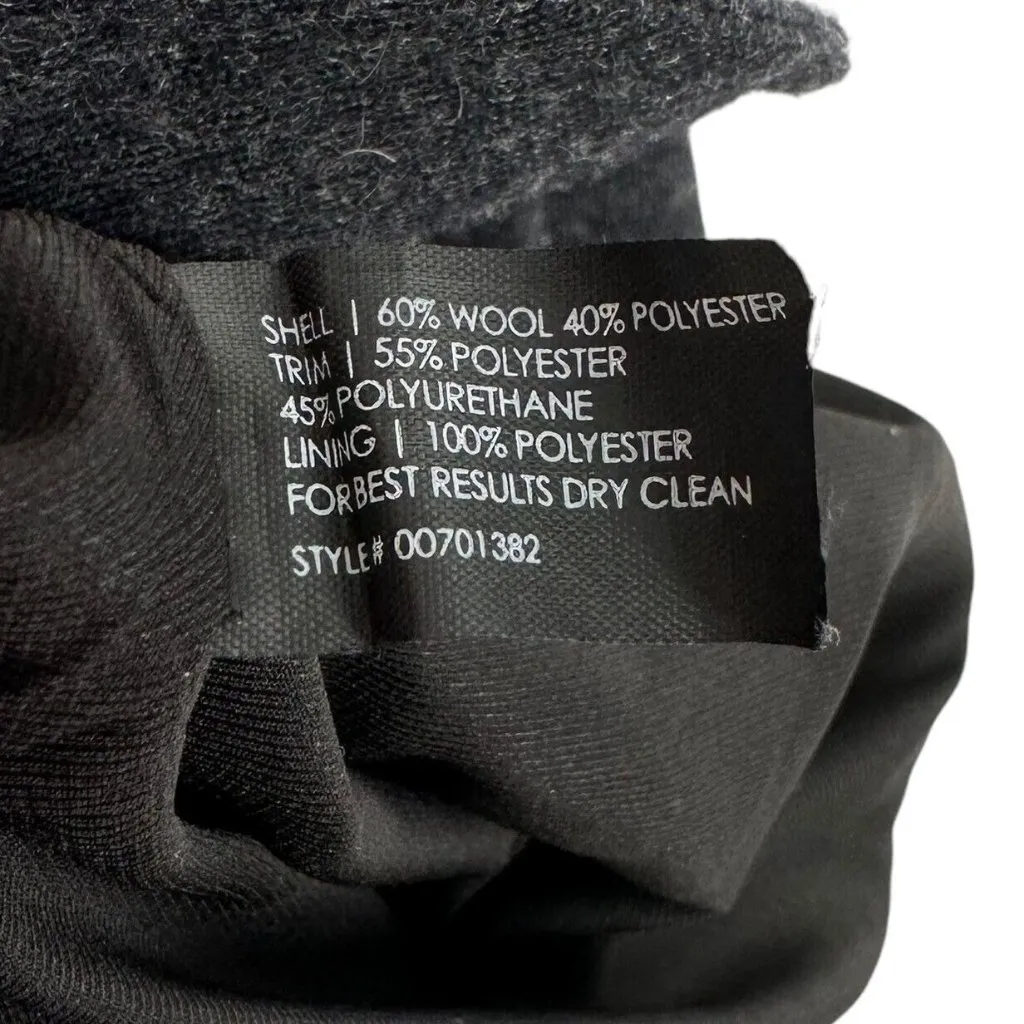 Club Monaco Charcoal and Black Wool/Vegan Leather Blazer Size 8 - Image 5