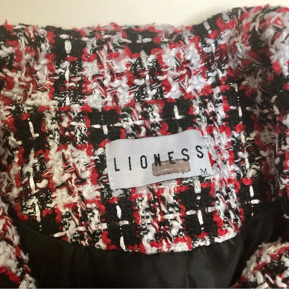 Palermo Tartan Blazer Jacket Preppy Military Gold Buttons Black Red sz M - Image 13