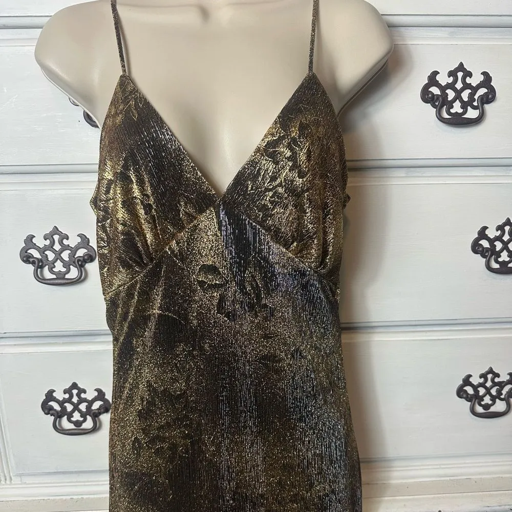 Metallic Midi ‎ Dress Gold Size M - Image 7