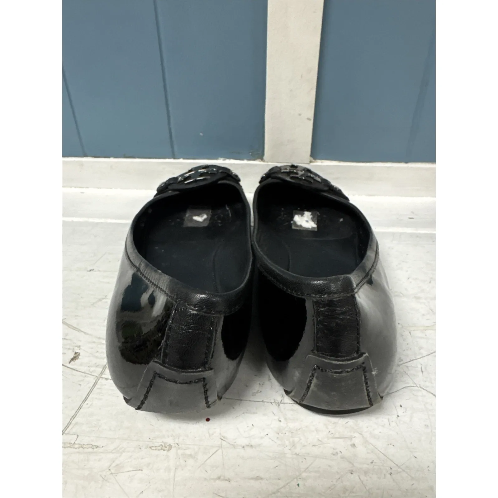 TORY BURCH Women's‎ Black Patent Leather Ballet Shoes Loafers Logo Size 6.5 - Image 7