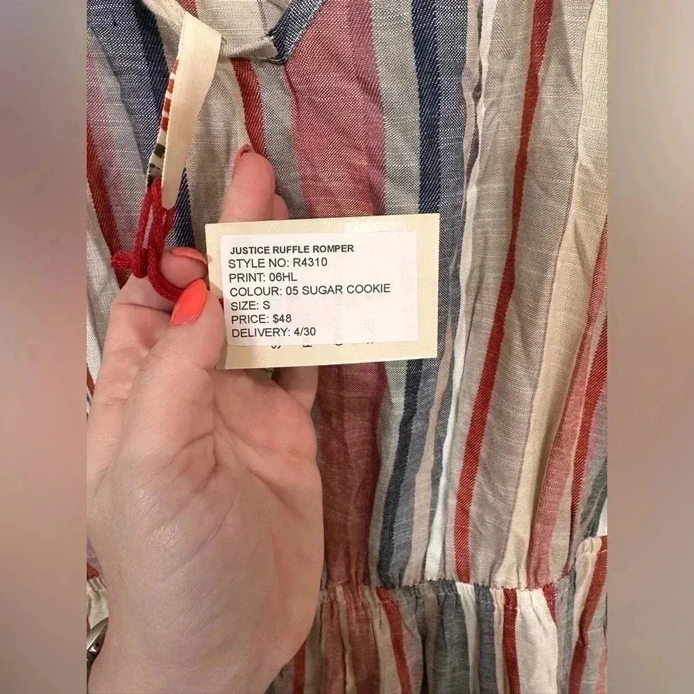 NEW- NWT RAGA Justice Ruffle Stripe Romper | Size S - Image 6