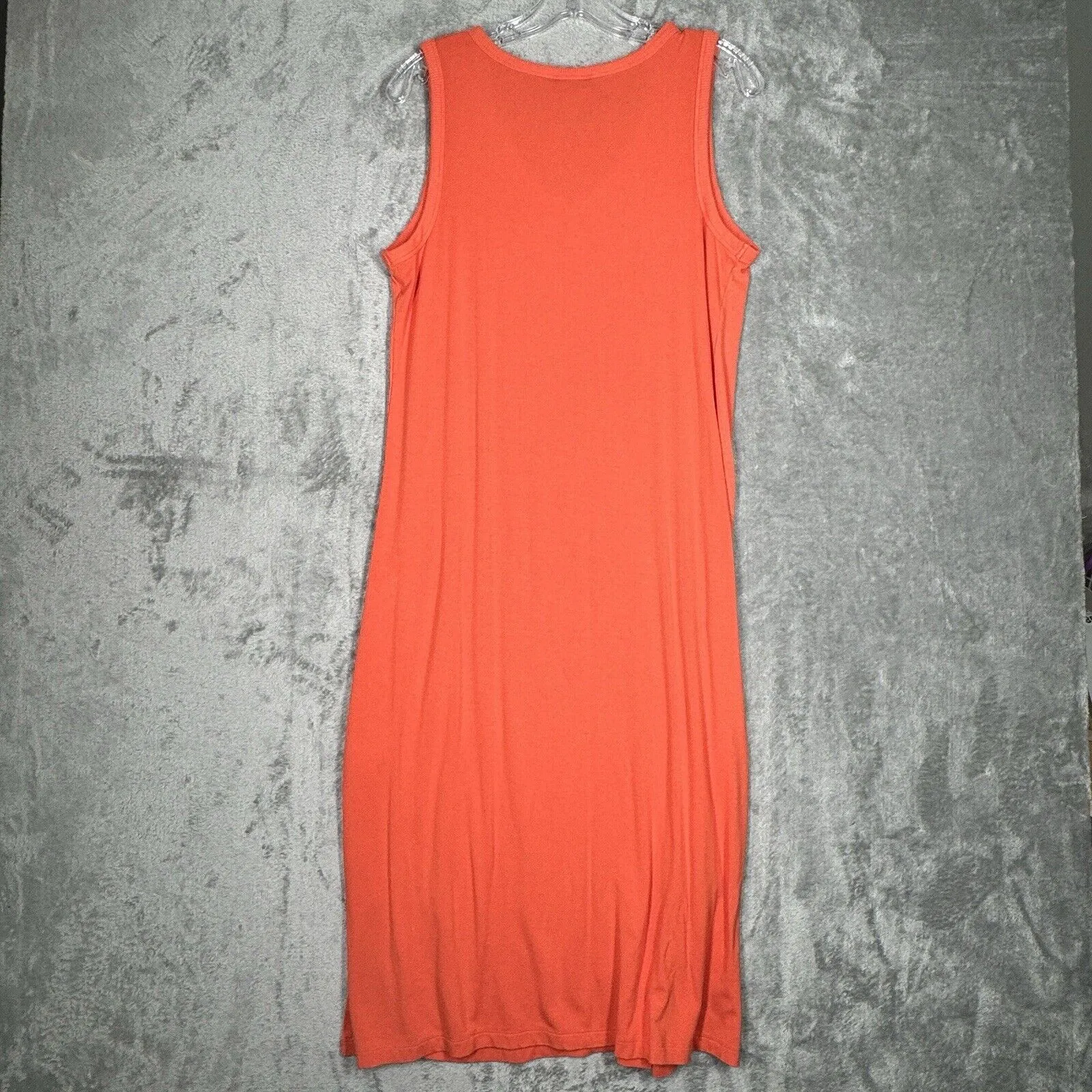 Chicos Dress Women 4/6 Coral Orange Tank Dress Midi Preppy Basic Casual Everyday - Image 4
