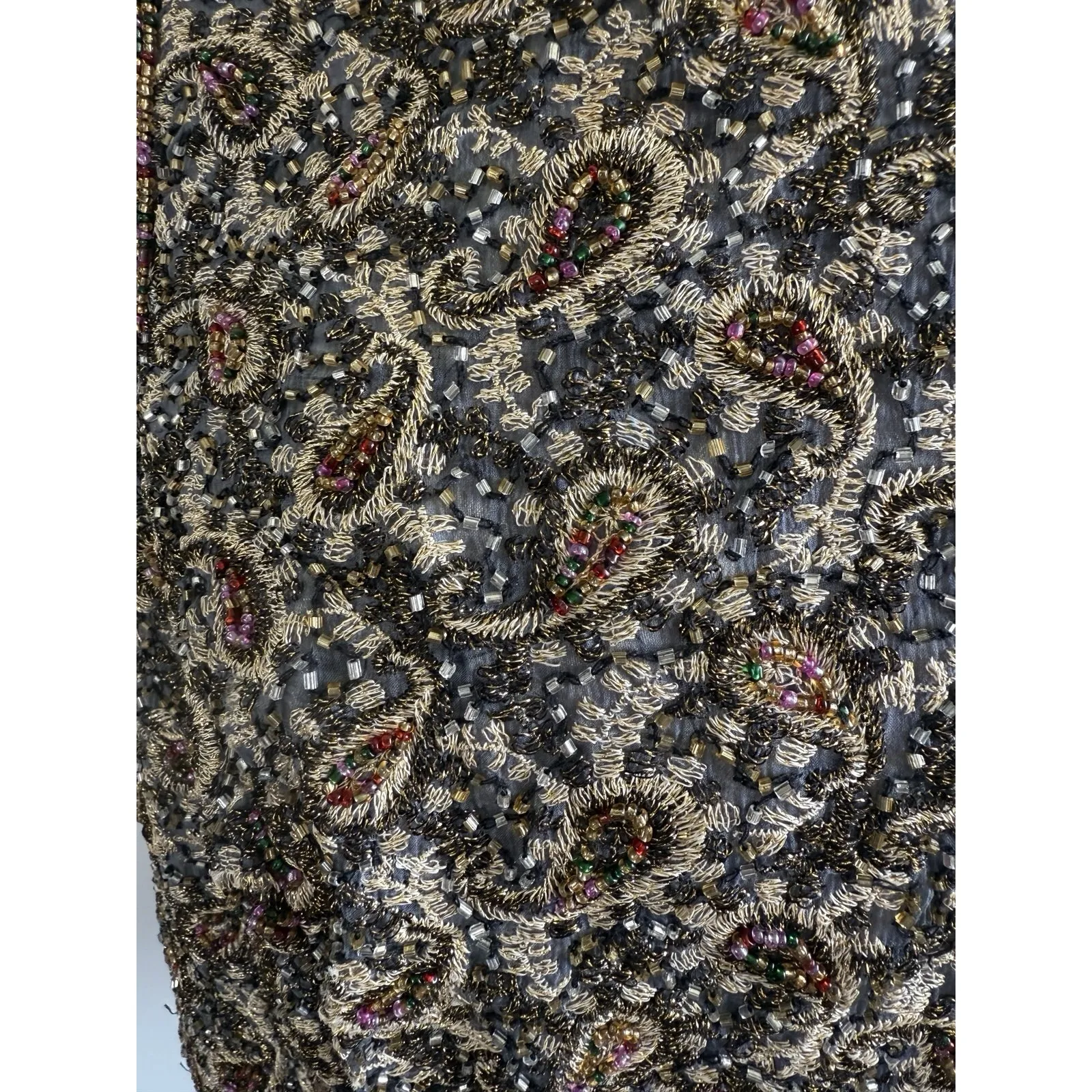 Adrianna Papell Occasions Top Size 22 Silk Beaded Gold Paisley Blouse‎ Formal - Image 3