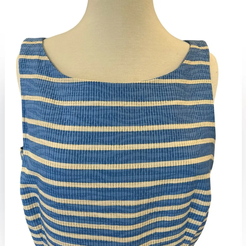 Just…Taylor Fit and Flare Sleeveless Blue and Cream Above The Knee Size 12P - Image 4