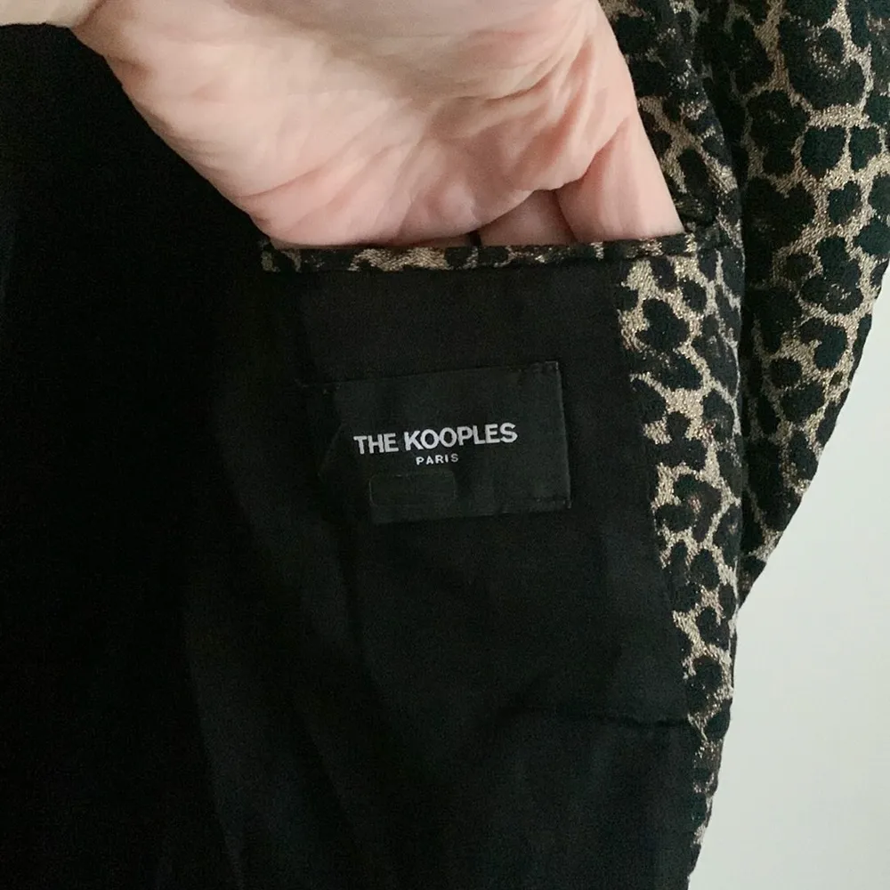The Kooples Leopard Animal Print Double Breasted Blazer Metallic Gold Sz 1 Small - Image 15