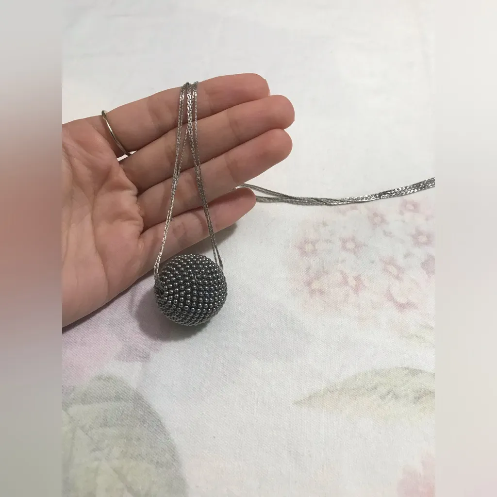 Simply Vera Wang Long Silver Tone Chain Disco Ball Pendant Necklace 34” inches - Image 6