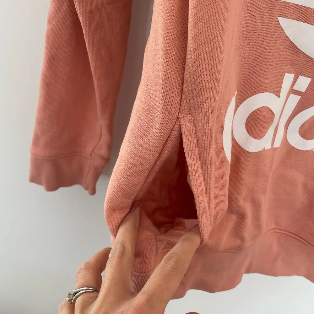 ADIDAS Women’s Trefoil Terry Tunic Long Length Hoodie Rose Pink Size XS - Image 5