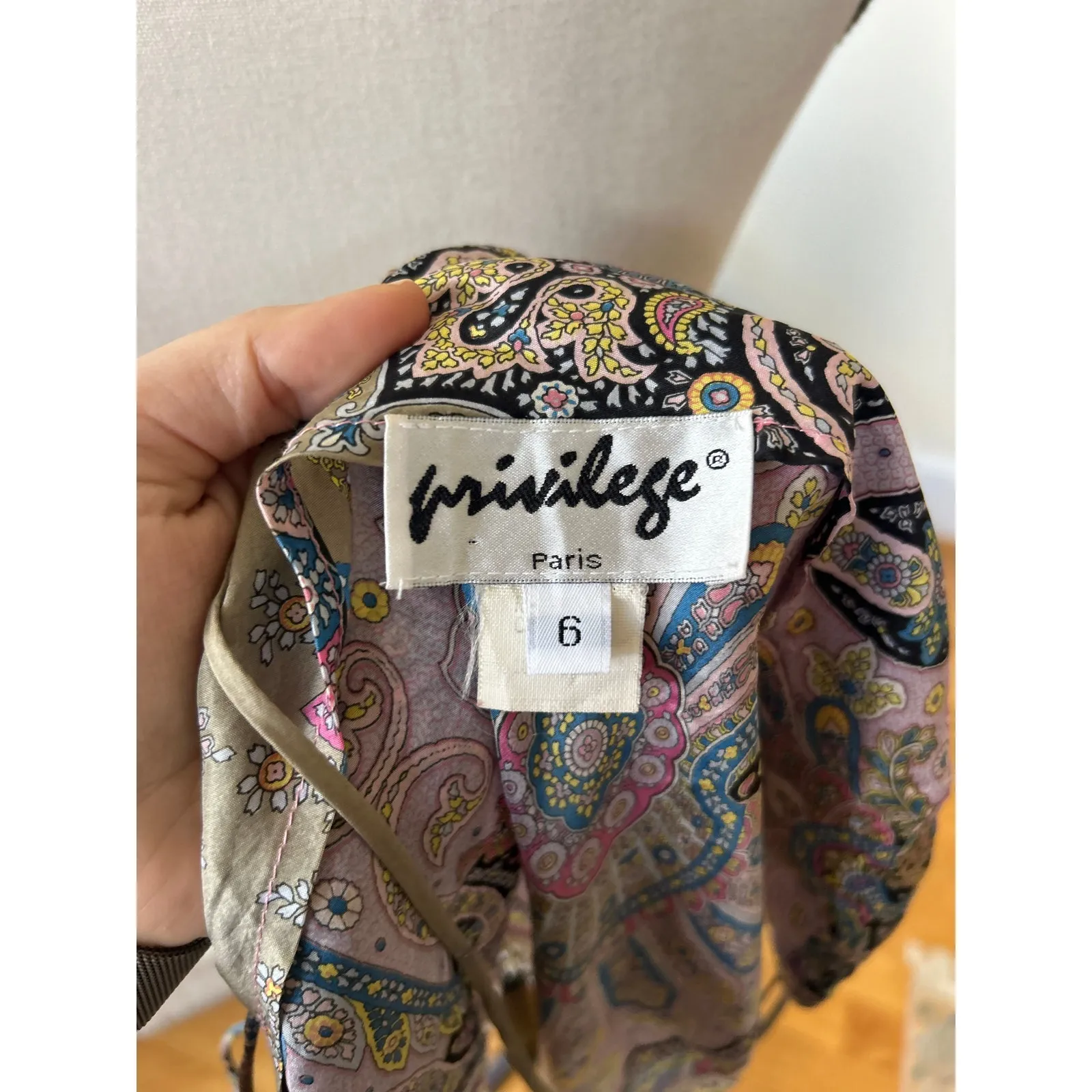 Vintage Y2K Silk Purple Paisley Backless Scarf Tie Beaded Halter Top Size 6 - Image 5