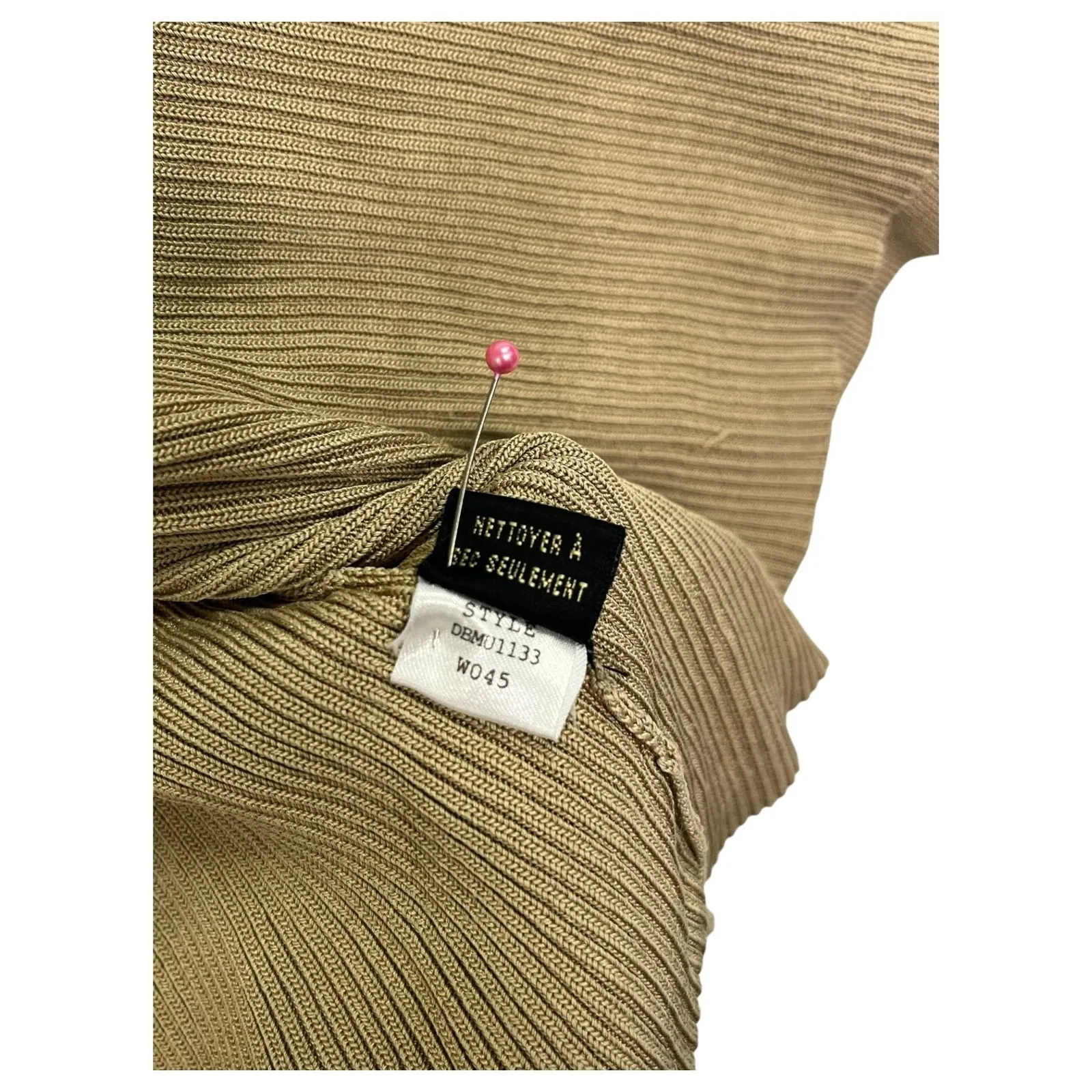 Dana Buchman Cardigan Sweater Womens Medium Tan Silk Ribbed 3/4 Sleeve Classic - Image 8