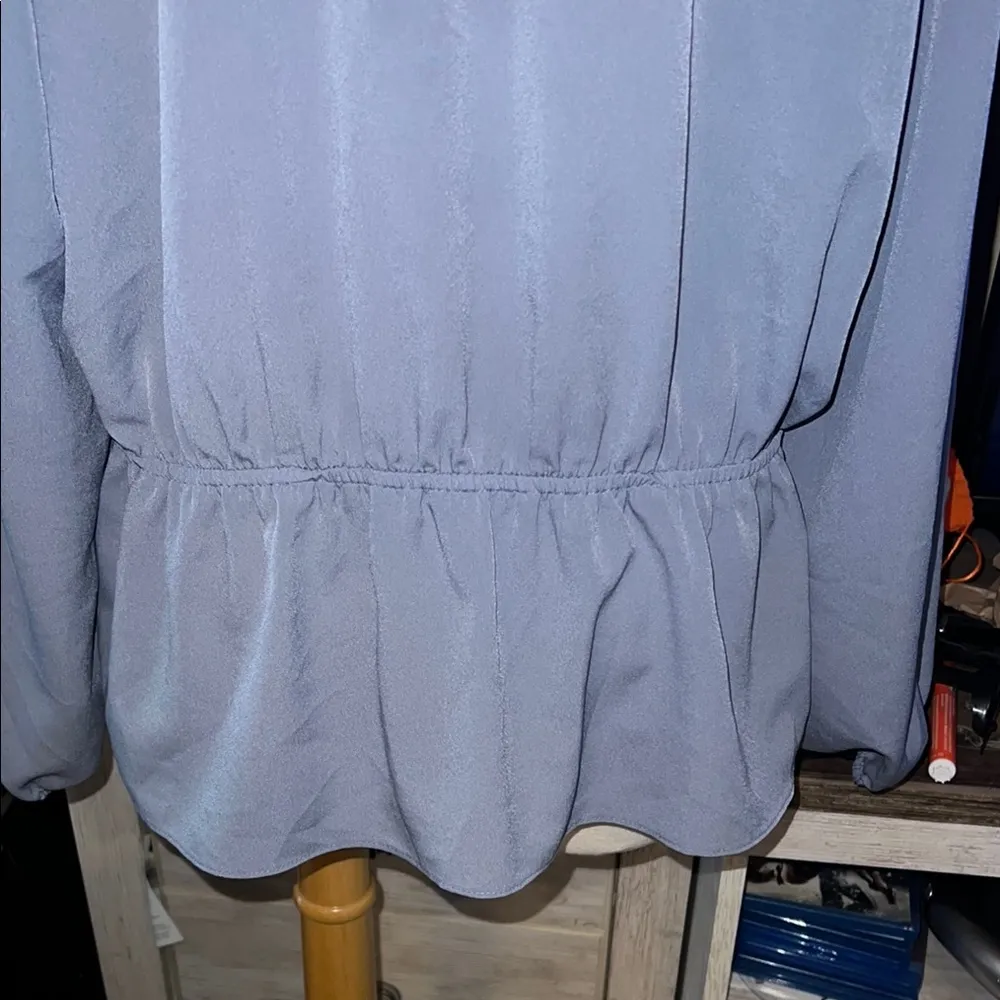 Nine West Blue Buttoned Peplum Blouse - Image 6