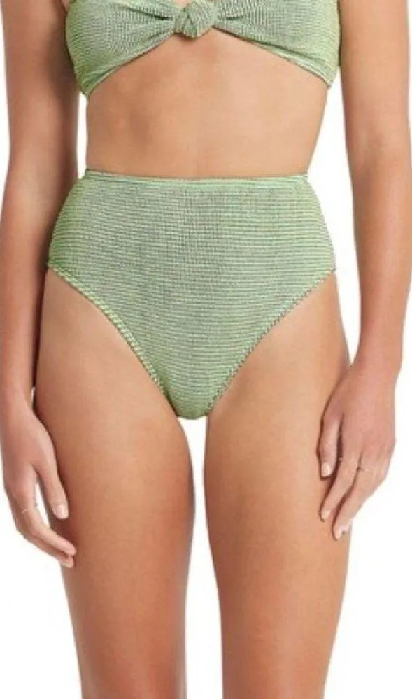 Bound by Bond-Eye Sonny Crop and Palmer Brief Bikini Set in Green Mint Lurex - Image 2