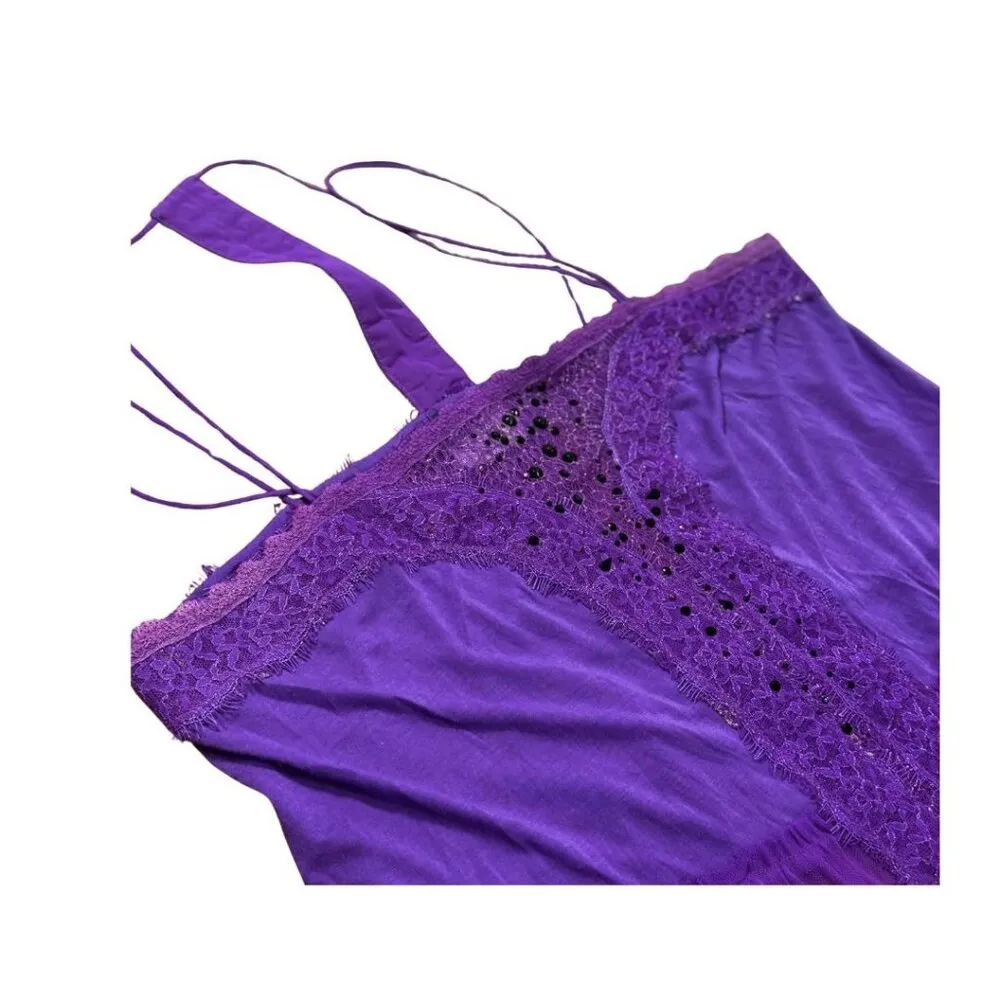 Free People Fairy Purple Lace Top Medium Rhinestones Peplum Rave Whimsigoth - Image 6