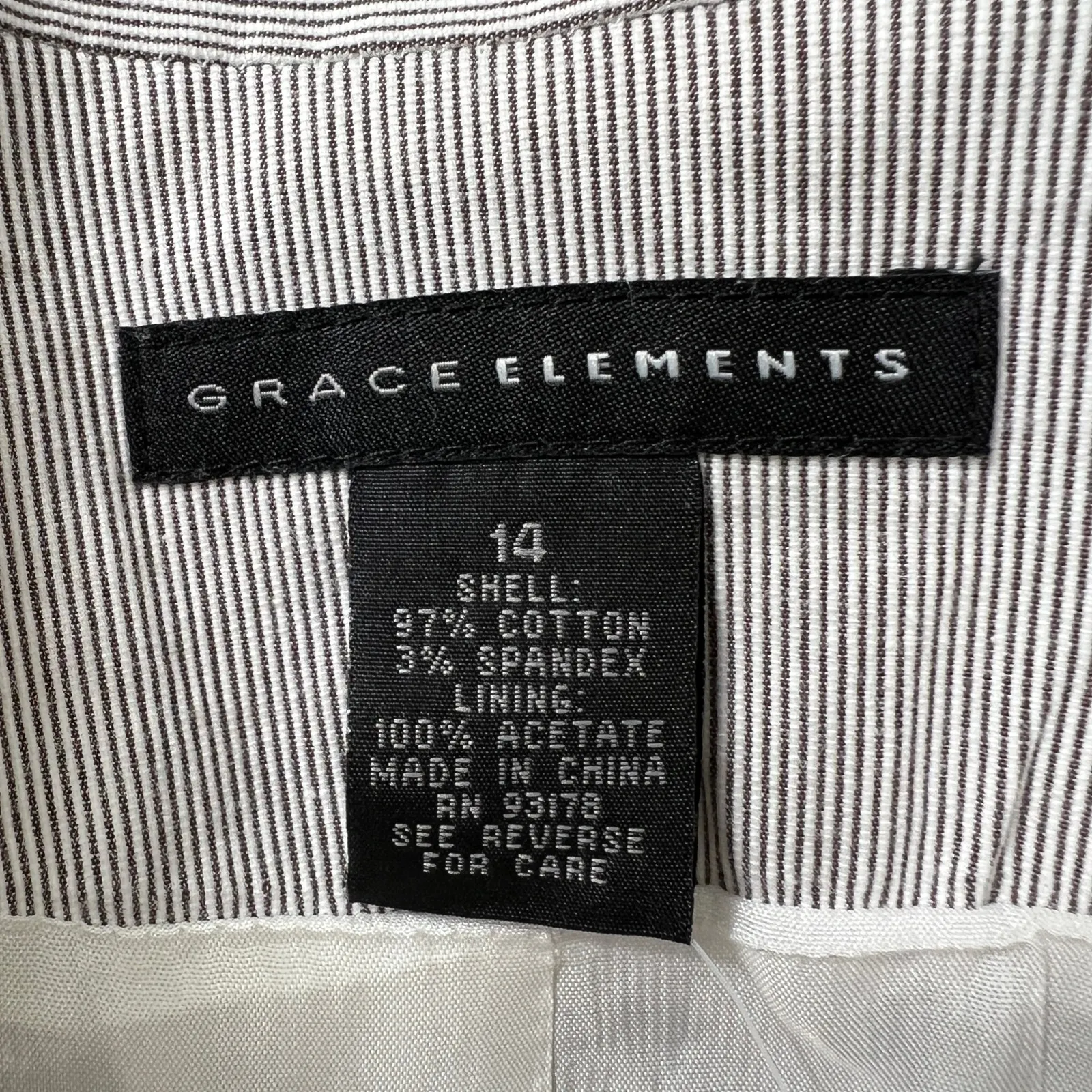 Grace Elements Womens 14 Gray Pinstripe Blazer Jacket Career Office Work Stretch - Image 4