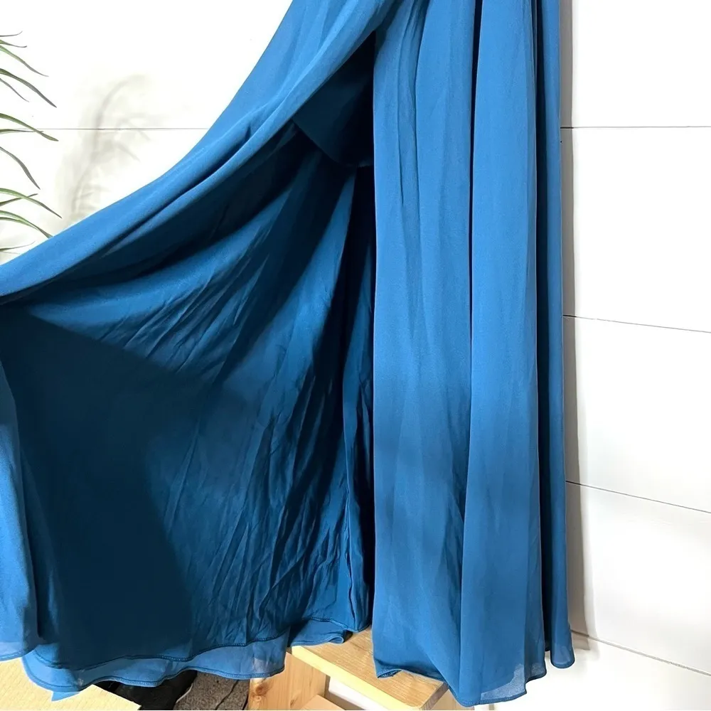 Fame And Partners Cut Out Pleated Teal Maxi Dress - Image 7