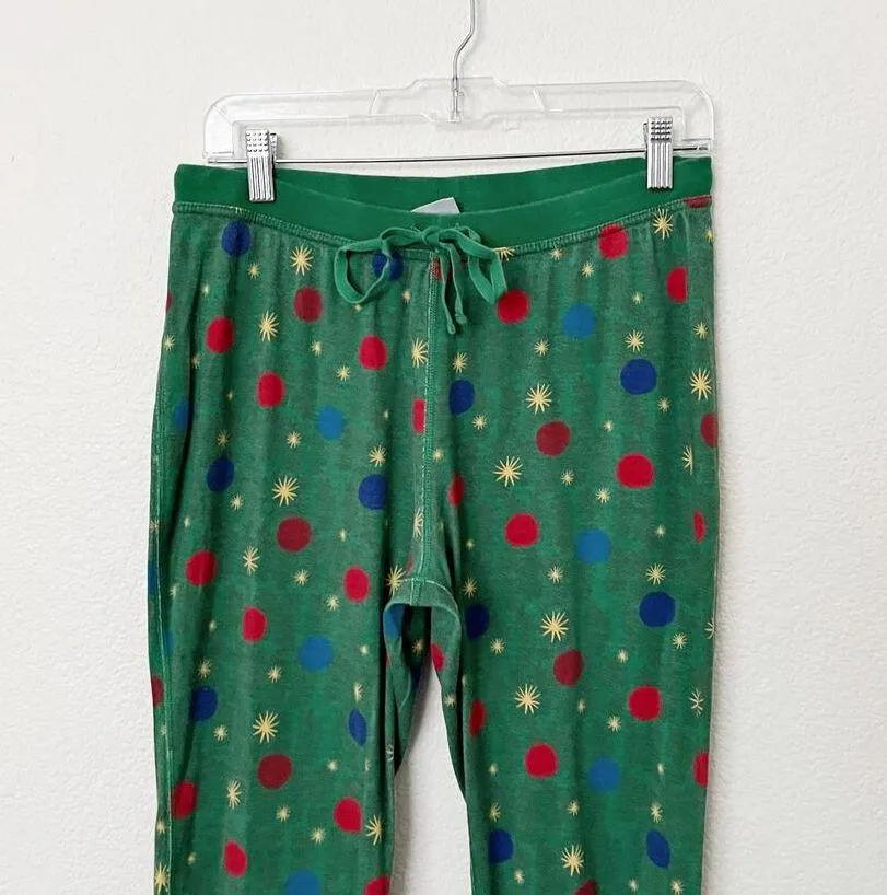 [Hanna Andersson] Green Christmas Ornaments Pajama Jogger Pants Size Medium M - Image 8