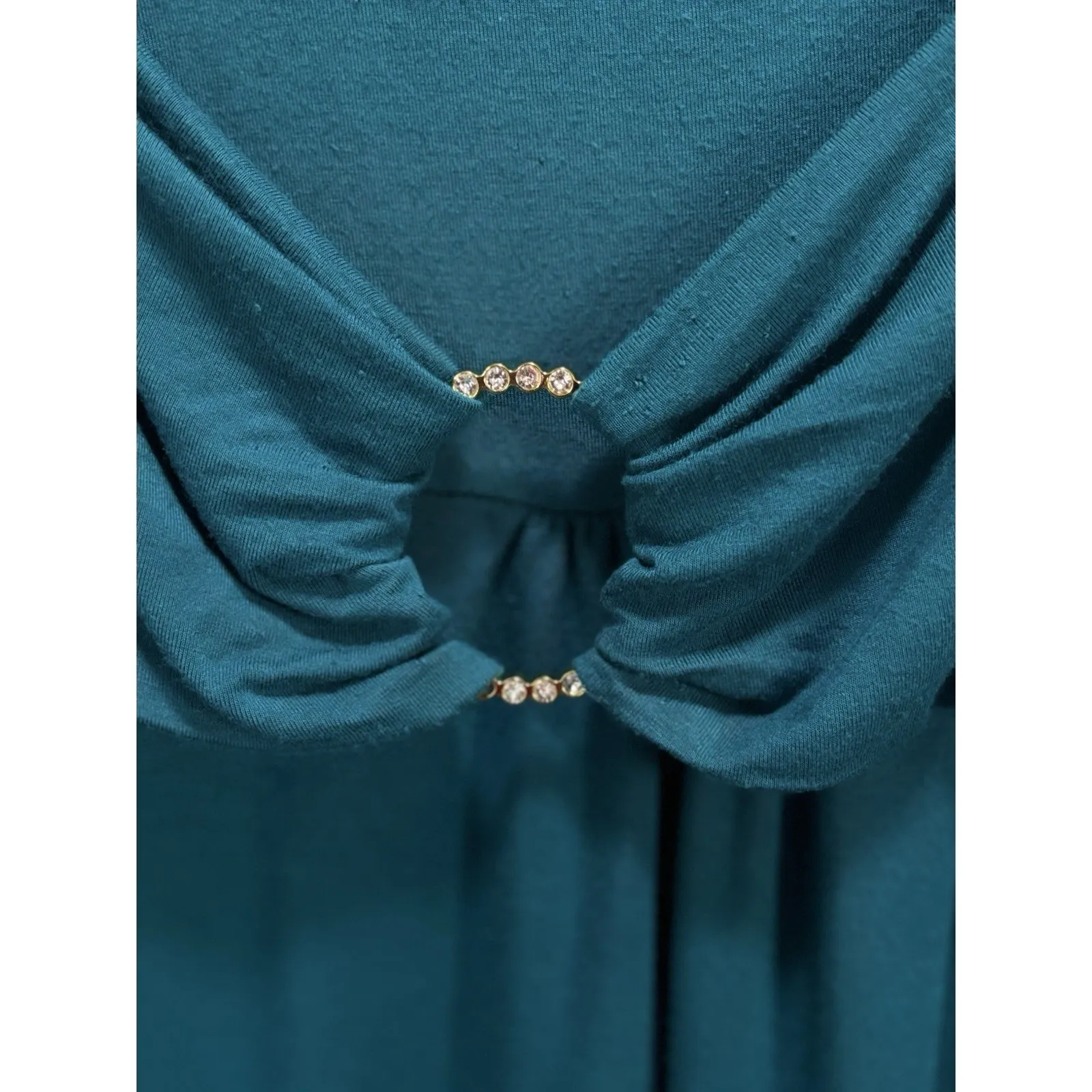 Completely Me Turquoise Midi Dress Size Large Sleeveless Gems V Neck‎ Blue - Image 4