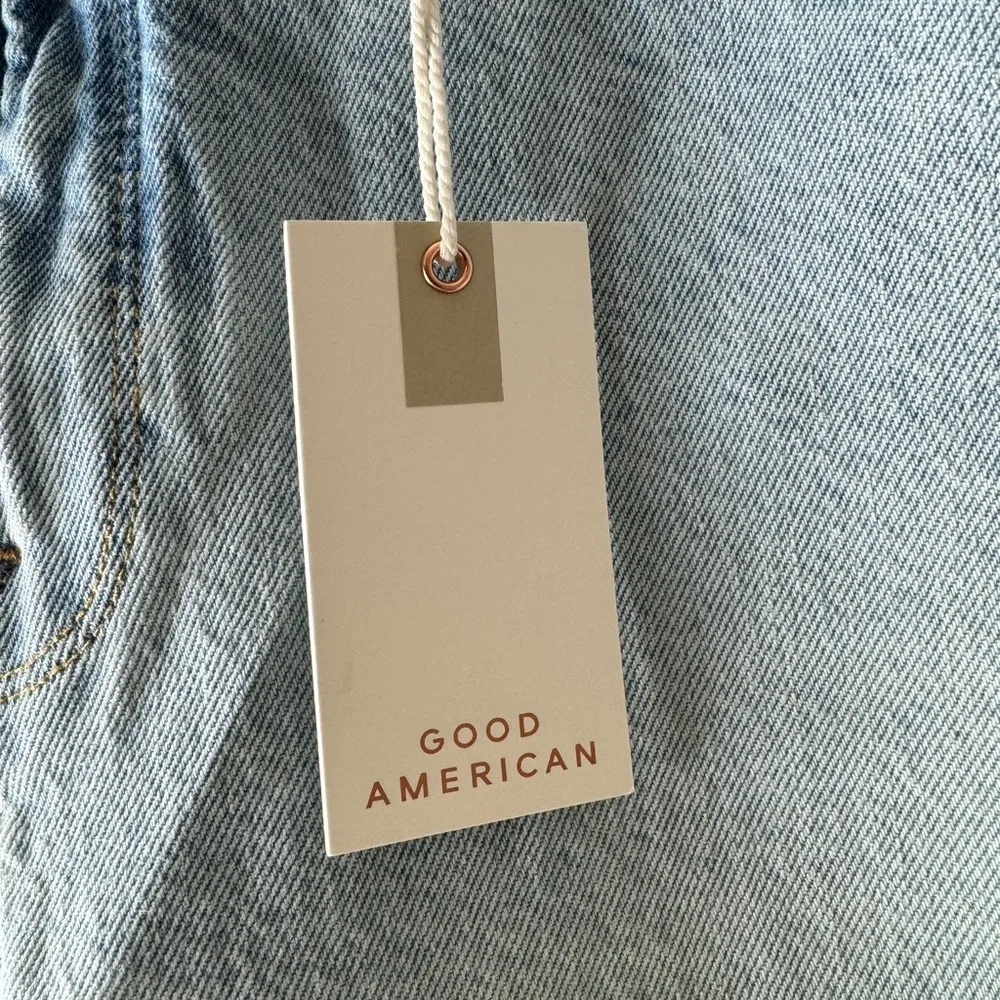 NWT Good American 25 High Waist Raw Hem Slim Straight Jeans Indigo248 - Image 3