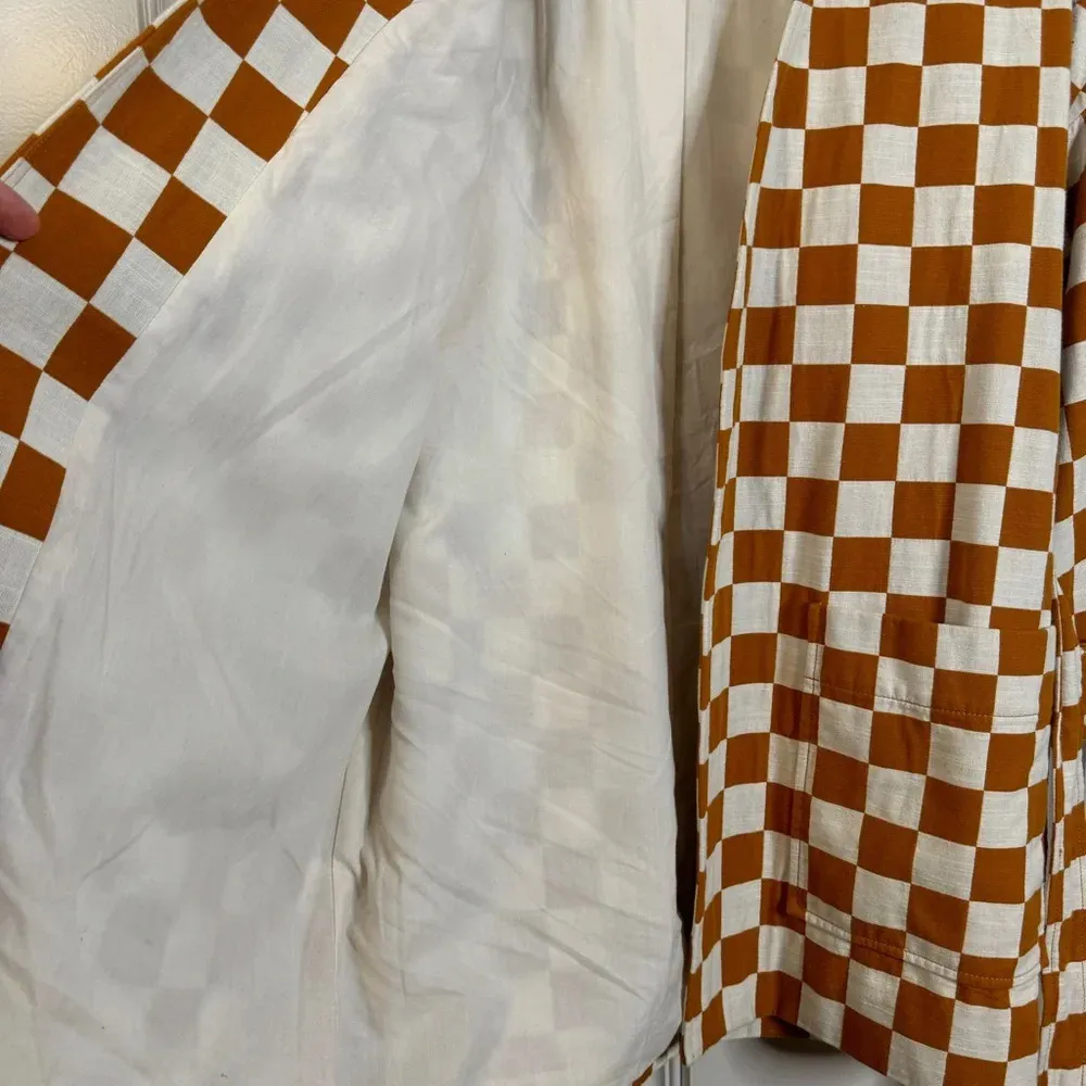 Madewell Brown and White Checkered Jacket - Image 10