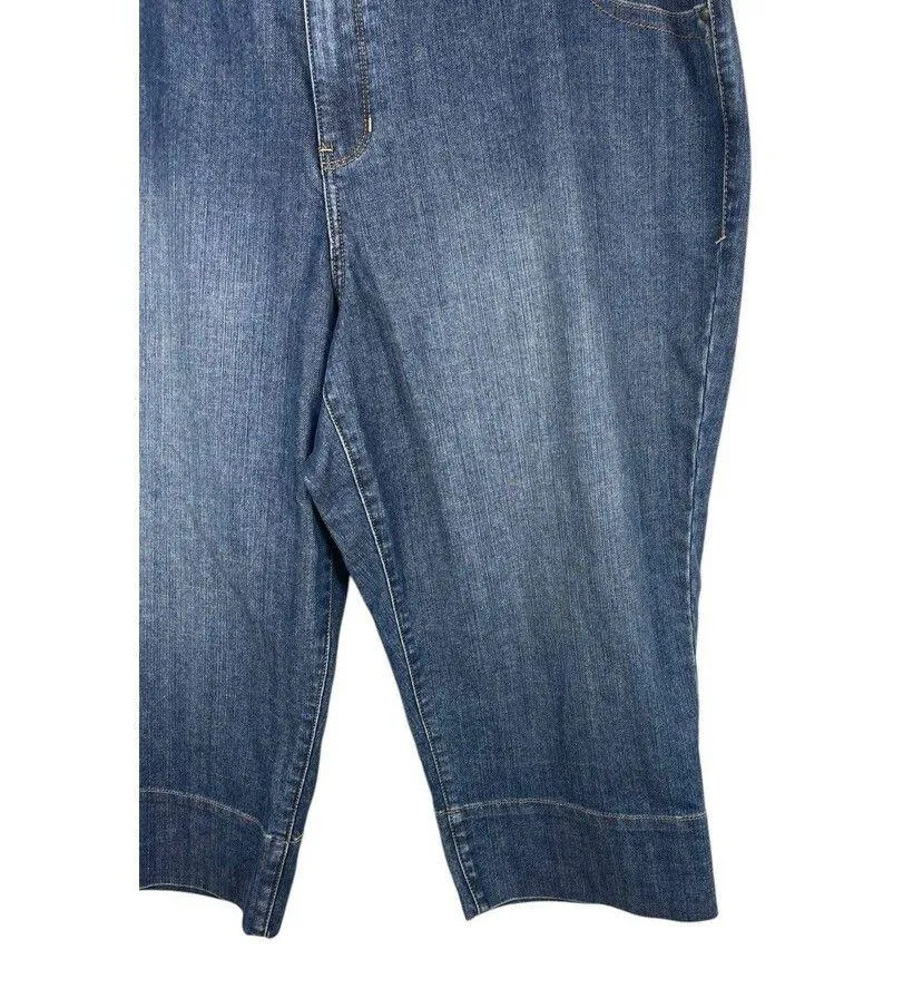 Lane Bryant Elastic Waist Tighter Tummy Technology Crop Denim Jeans 22 - Image 3