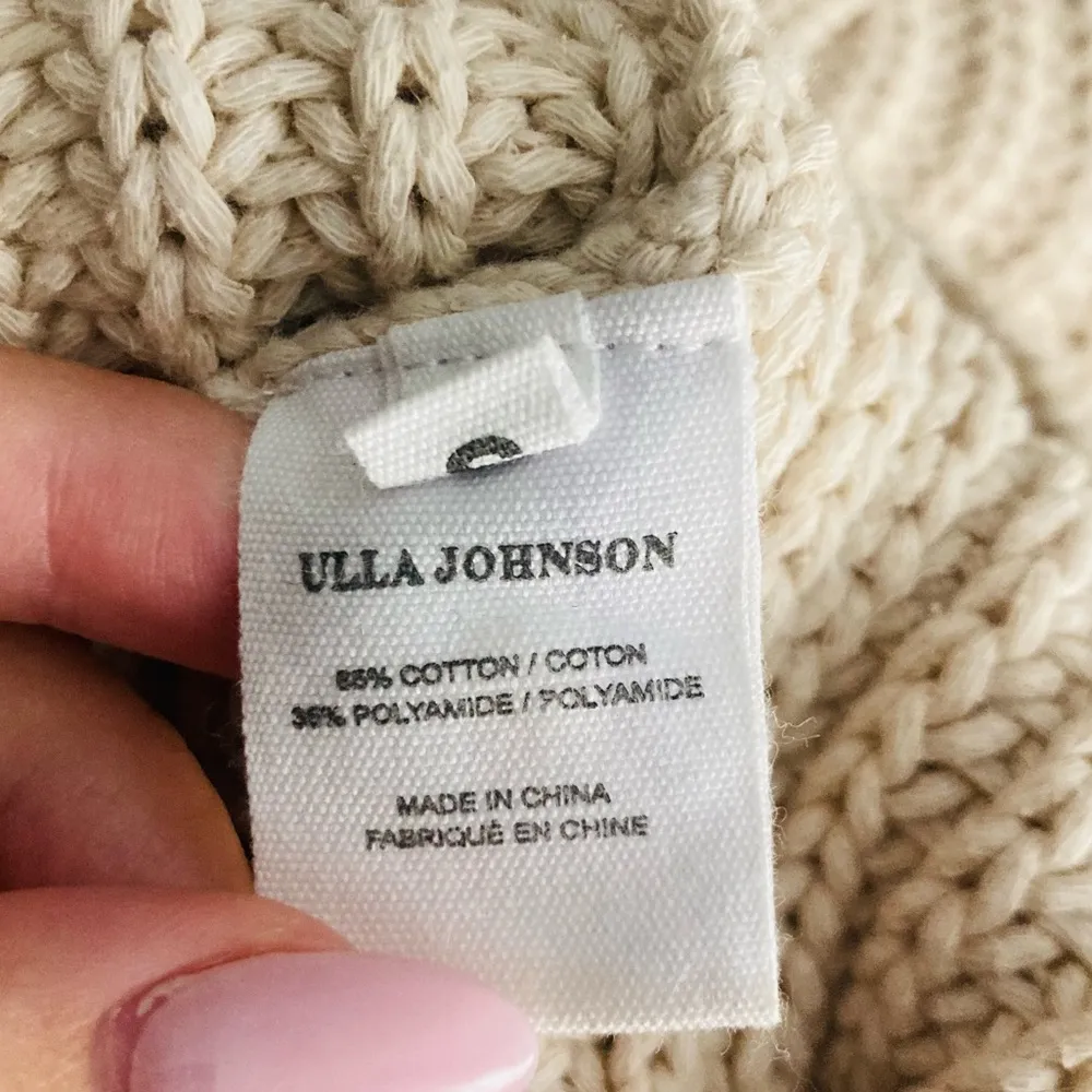 Ulla Johnson cream colored sweater with black ribbon tie detail at neck. Size S - Image 6