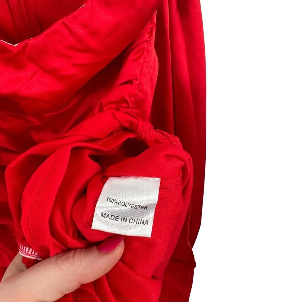 Hello Molly Red Off Shoulder Ruched Mini Dress Cocktail Womens Small AU 8 US 4 - Image 5