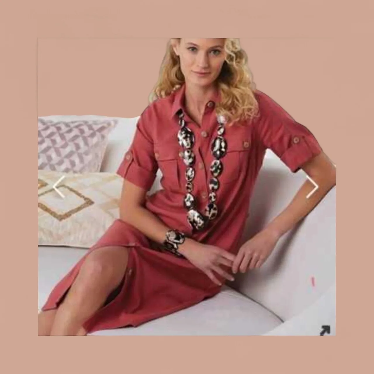 Soft Surroundings Dress Size M Linen Blend Button Down Fontana Belted Shirt Midi - Image 2