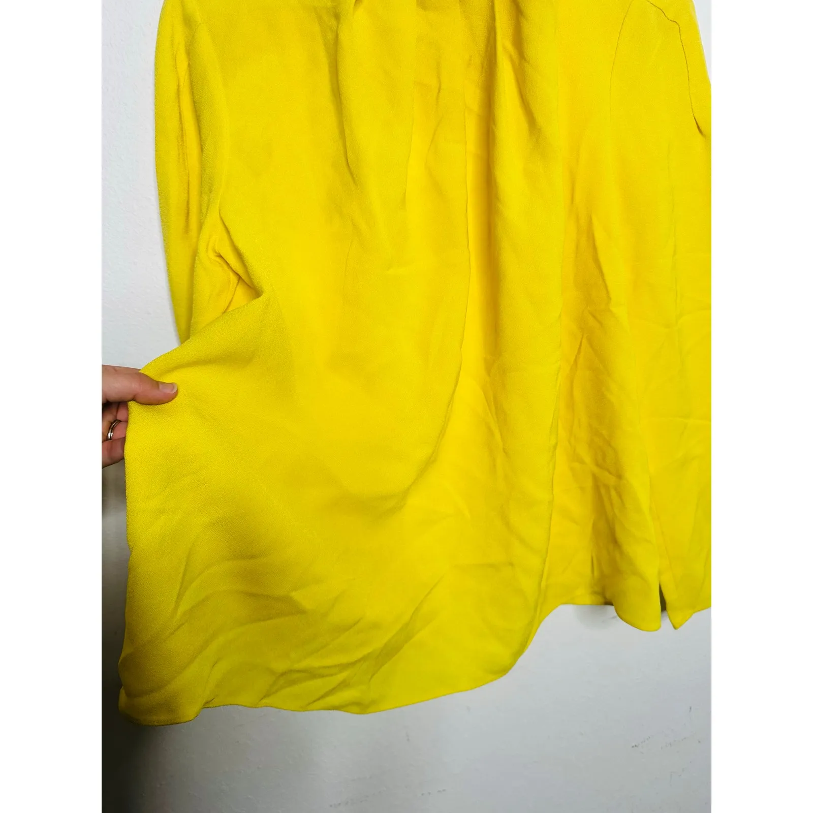 TIBI Bright Yellow Long Sleeve High Neckline Esme Back Zipper Top size 0 - Image 11