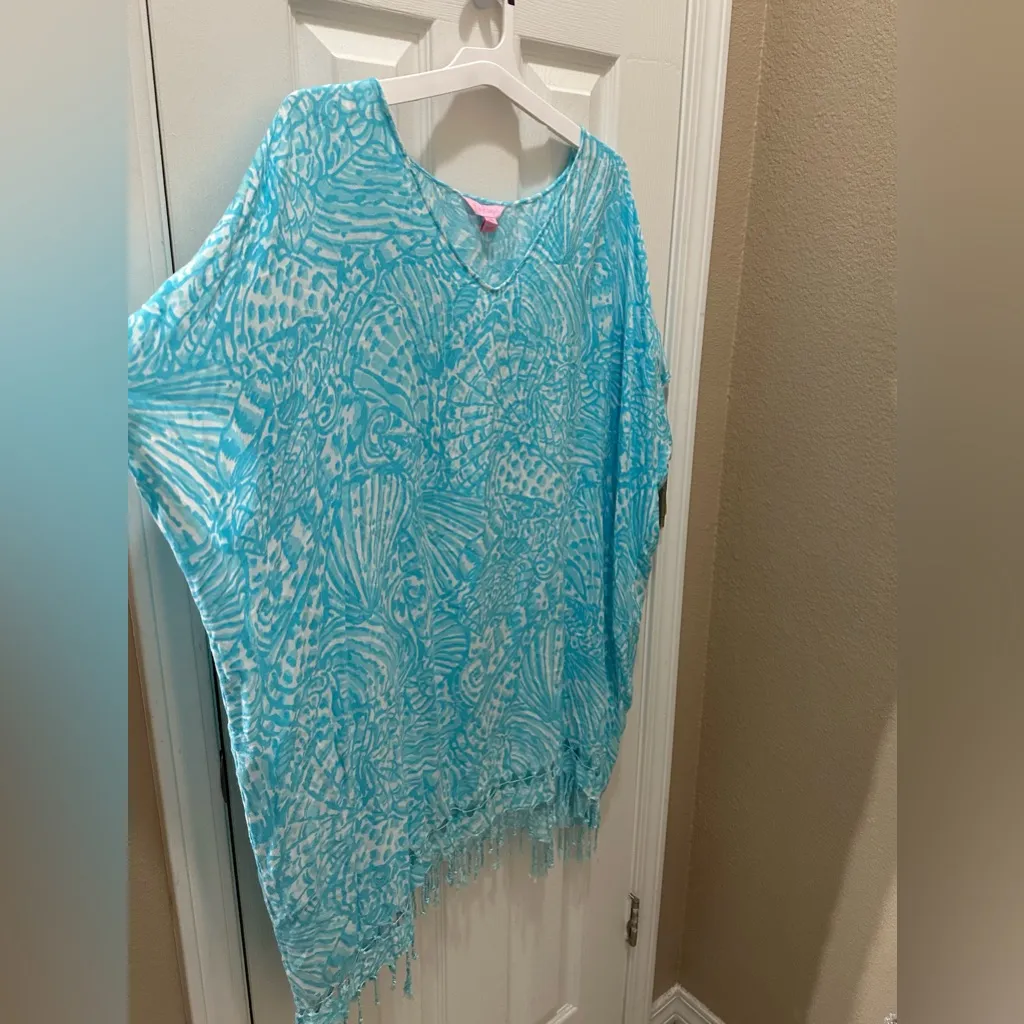 Lilly Pulitzer Rossi Caftan Swim cover-up in the Turquoise Oasis size L/XL - Image 5