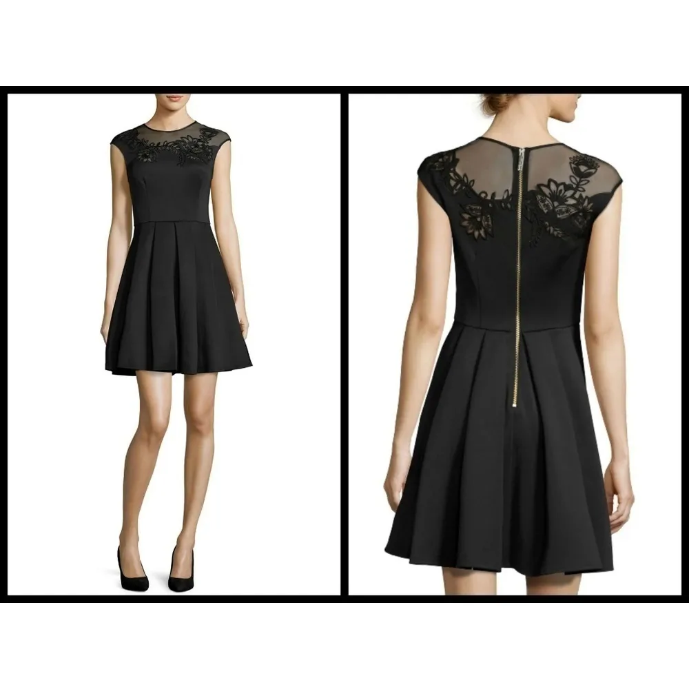 💕TED BAKER💕 Black Embroidered Mesh Skater Dress - Image 7