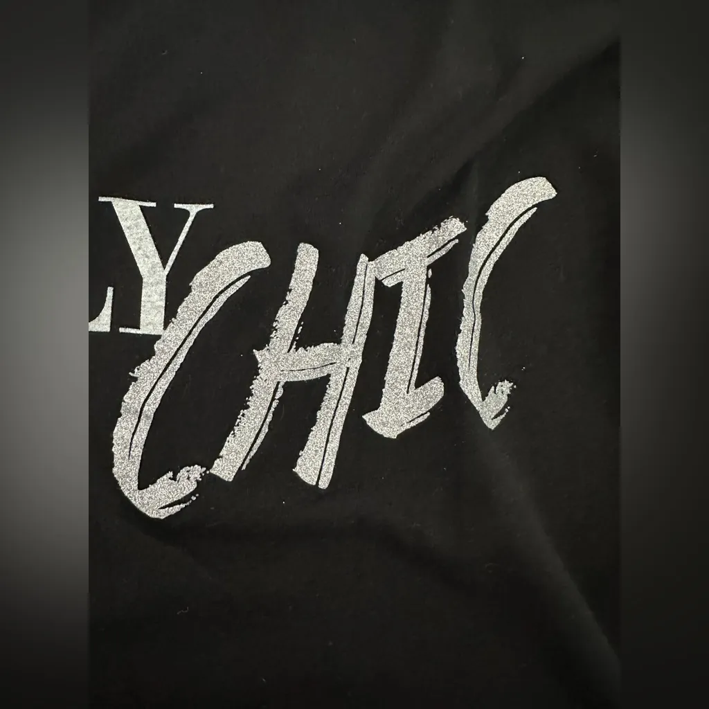 Rebecca Minkoff Black Graphic Tee “Holy Chic” Women’s Small Minimalist Luxury - Image 6