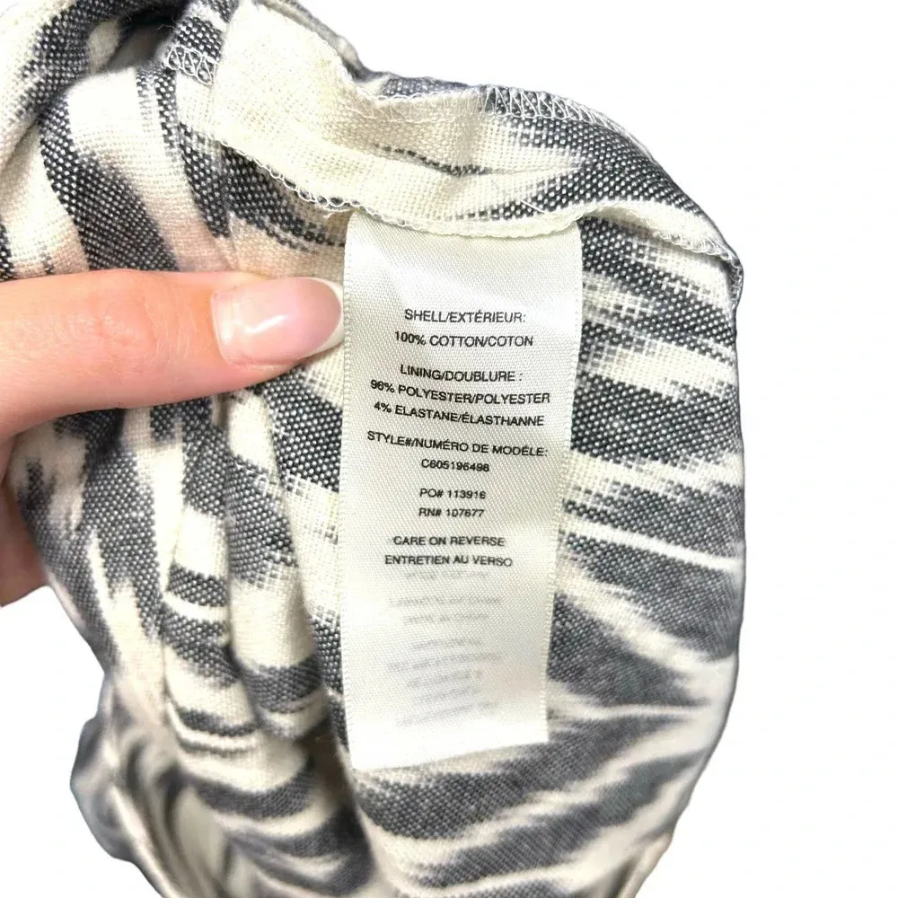 Alice + Olivia Layton‎ Shorts Pleated Woven Cotton Ikat Print Cream Black Size 2 - Image 8