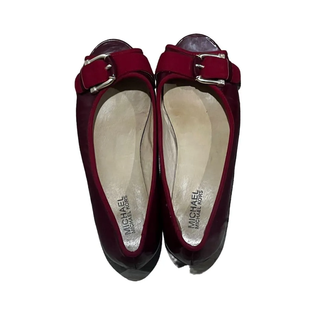 Michael Kors Women's Red Leather Ballet Flats Size 7.5M Slip-On Casual Shoes - Image 5
