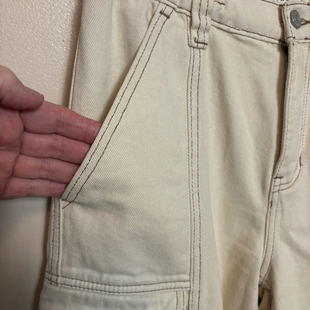 PacSun Women's Elastic Waist Cargo Pants Utility Pockets‎ Beige Size Small - Image 3