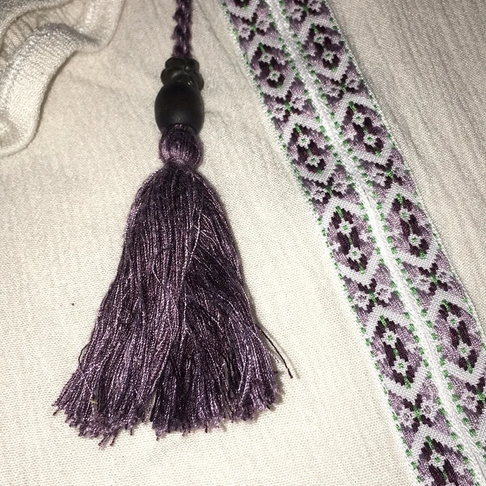 Jolt Feminine Long Sleeve Lace Inset Notch Tie Neck Peasant Blouse - Image 3