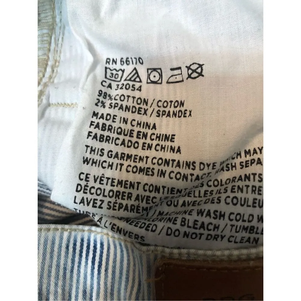 BDG Shorts Blue Striped Denim Roll Cuff High Rise Shorts size 26 - Image 10