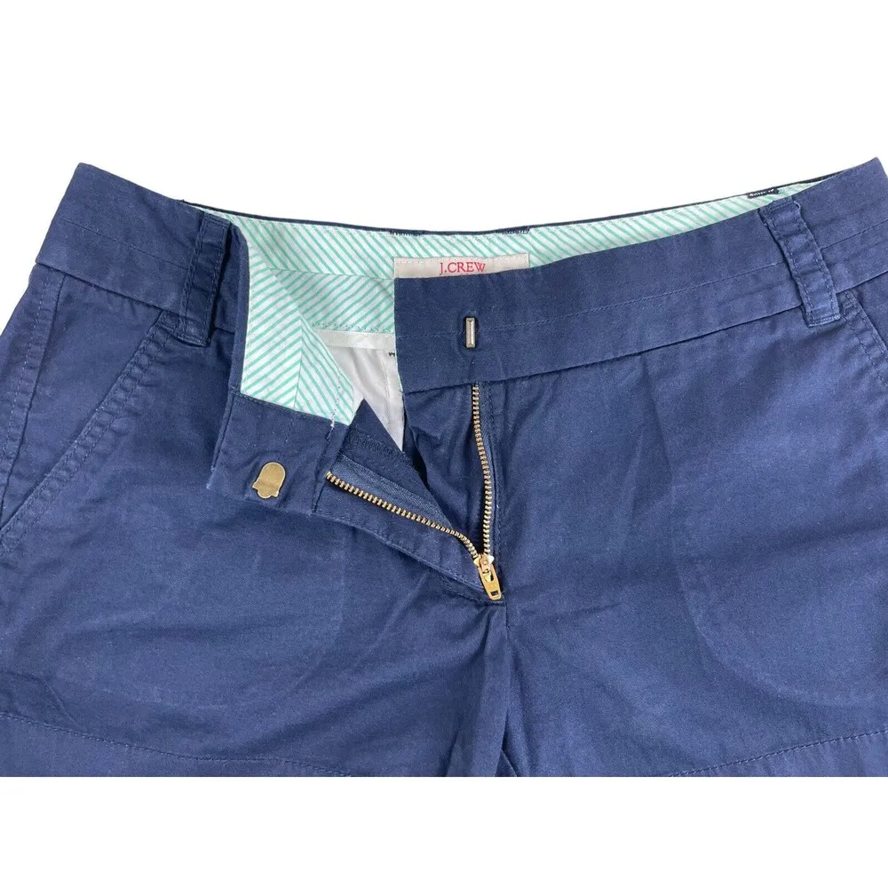 J. Crew Navy Blue 100% Broken In Style Preppy Chino Shorts Sz 4 - Image 7